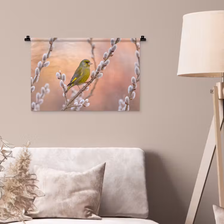 Groenling - Katjes - Lente - Natuur - Zacht Wandkleed katoen klein -sfeer4
