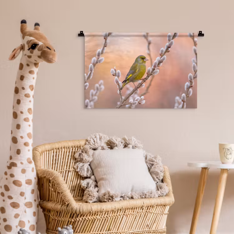 Groenling - Katjes - Lente - Natuur - Zacht Wandkleed katoen klein -wsfeer5_kind