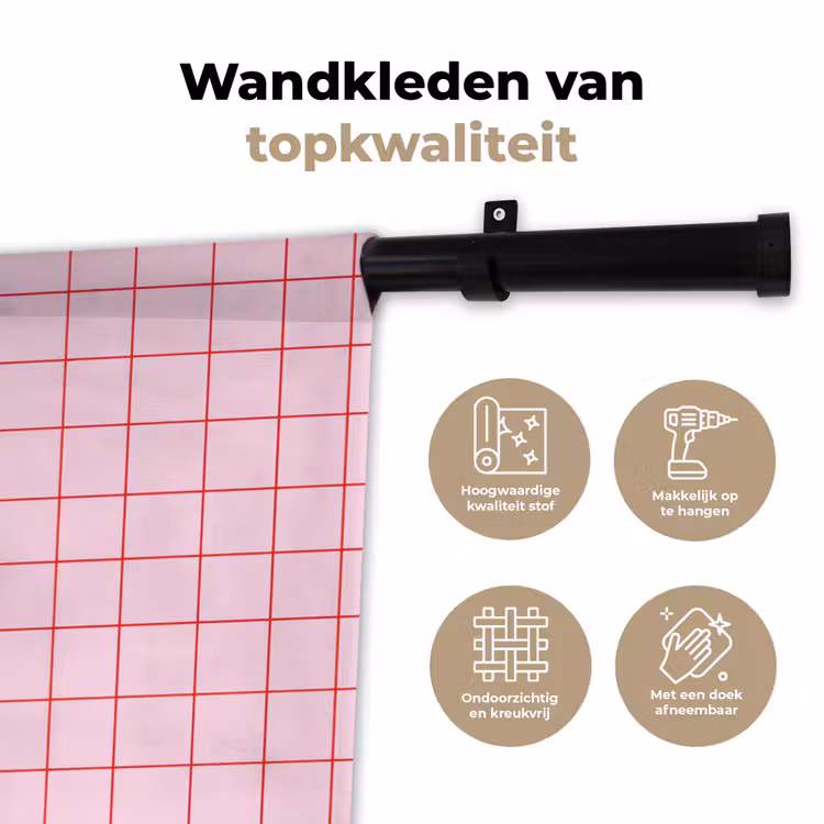 Raster - Patroon - Roze Wandkleed katoen klein 269 -sfeer2