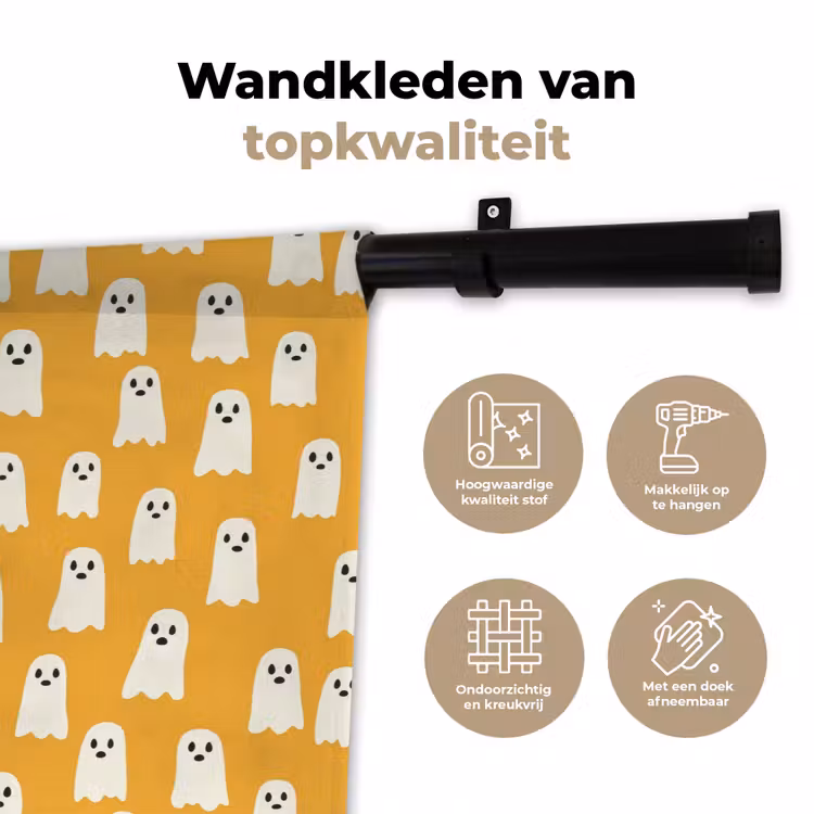 Halloween - Spookjes - Oker Wandkleed katoen klein 269 -sfeer2