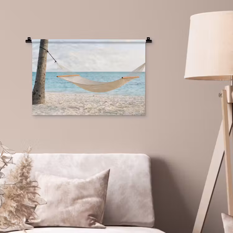 Hangmat - Strand - Wit Wandkleed katoen klein -sfeer4