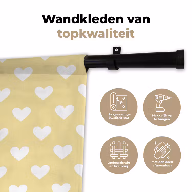 Hartjes - Patroon - Geel Wandkleed katoen klein 269 -sfeer2