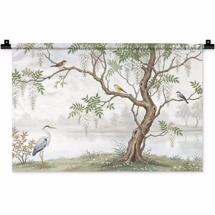 Reiger - Landschap - Groen Wandkleed katoen klein -zz3d