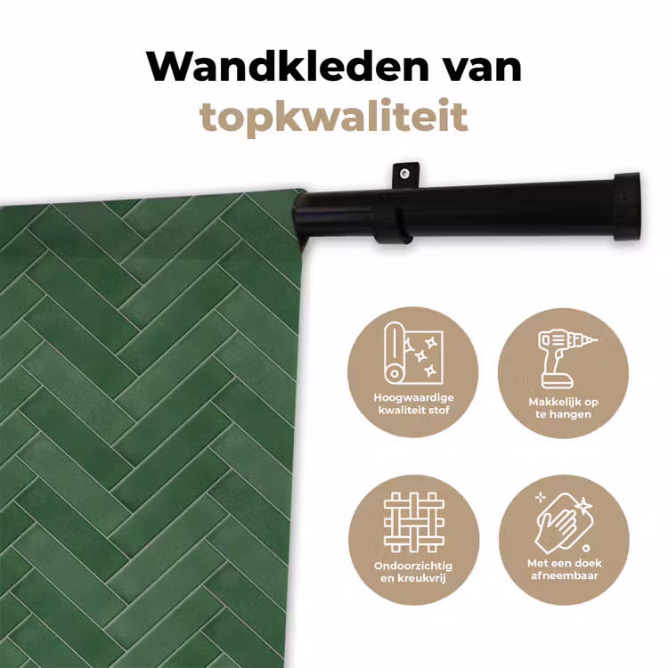 Visgraat - Wandtegel - Bosgroen Wandkleed katoen klein 269 -sfeer2