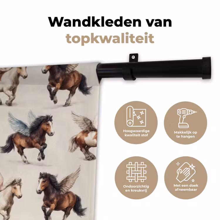 Paarden - Vleugels - Kleurrijk Wandkleed katoen klein 269 -sfeer2