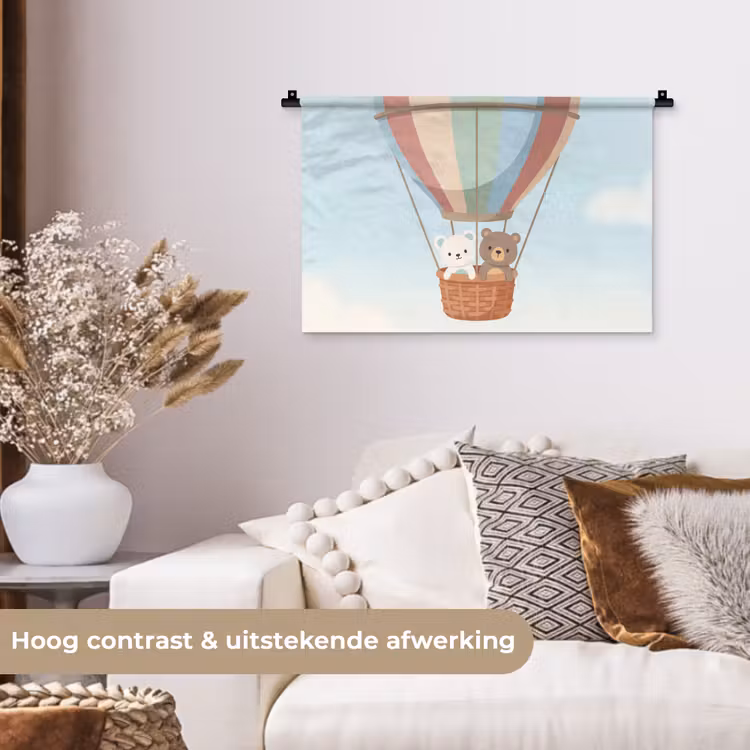 Luchtballon - Beren - Pastel Wandkleed katoen klein -sfeer1