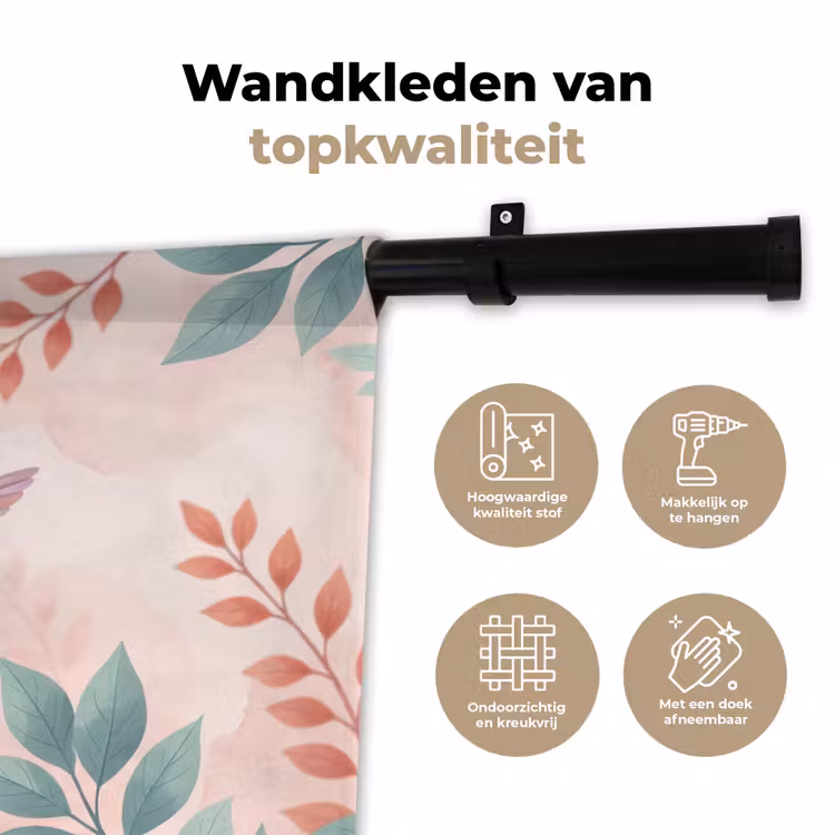 Kolibrie - Vliegen - Natuur - Illustratie - Kleurrijk Wandkleed katoen klein -sfeer2