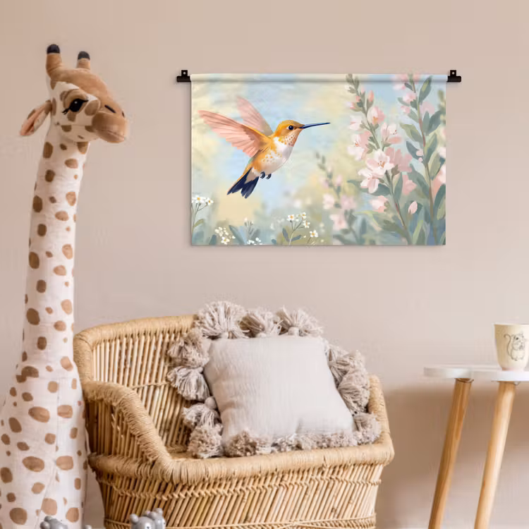 Kolibrie - Illustratie - Kleurrijk Wandkleed katoen klein -wsfeer5_kind
