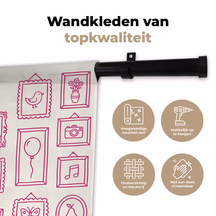 Illustratie - Collectie - Kunst - Minimalistisch - Roze Wandkleed katoen klein -sfeer2