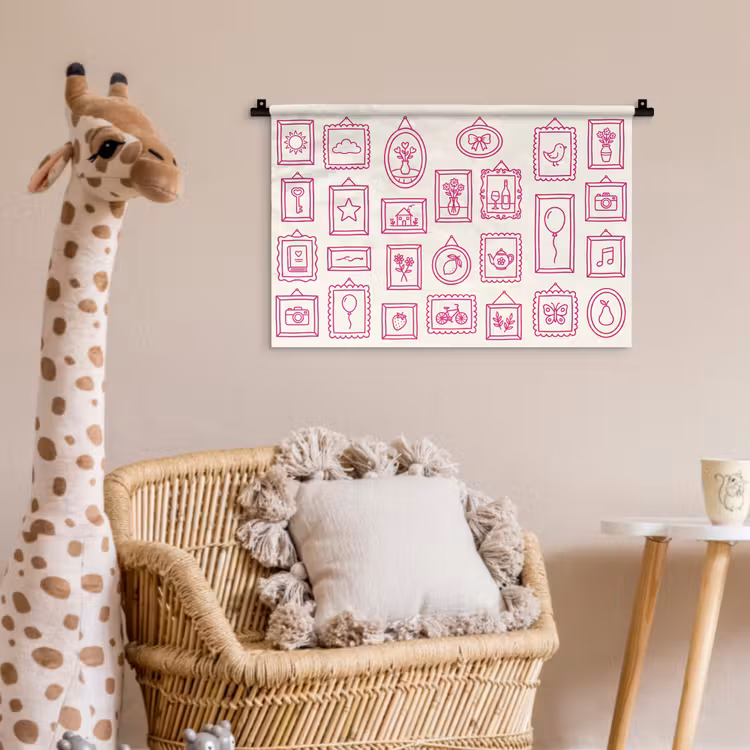 Illustratie - Collectie - Kunst - Minimalistisch - Roze Wandkleed katoen klein -wsfeer5_kind