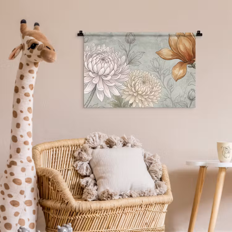 Illustratie - Bloemen - Groen Wandkleed katoen klein -wsfeer5_kind