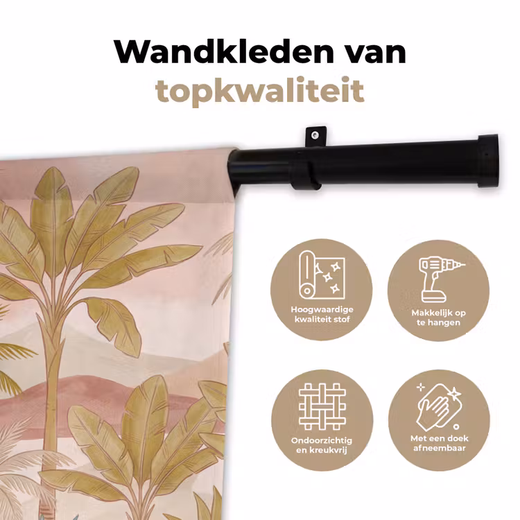 Illustratie - Palmbomen - Kleurrijk Wandkleed katoen klein -sfeer2