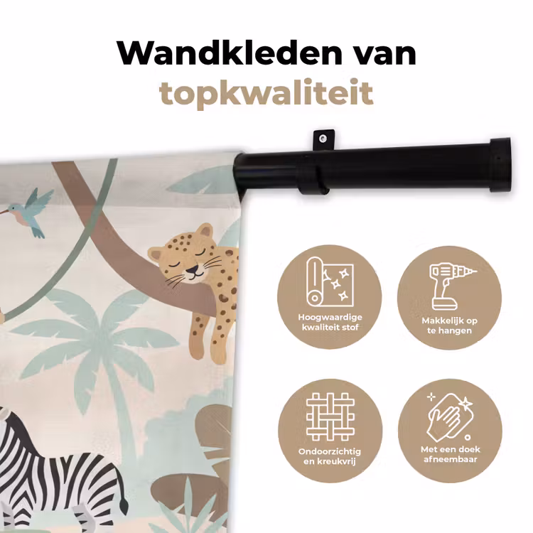 Jungle - Dieren - Groen Wandkleed katoen klein -sfeer2
