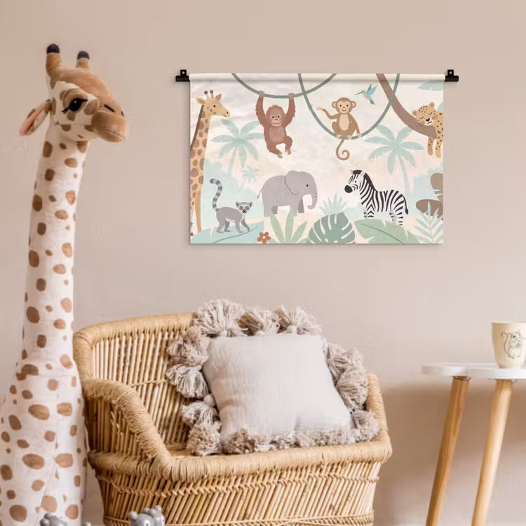 Jungle - Dieren - Groen Wandkleed katoen klein -wsfeer5_kind