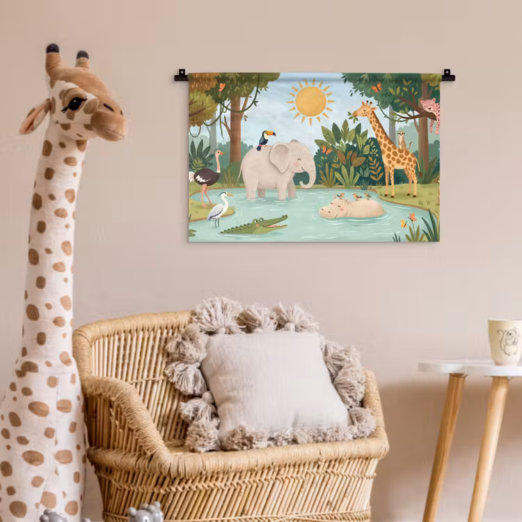 Jungle - Oase - Dieren - Kleurrijk Wandkleed katoen klein -wsfeer5_kind