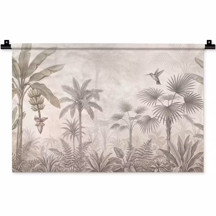 Jungle - Banenboom - Kolibrie - Beige Wandkleed katoen klein -zz3d