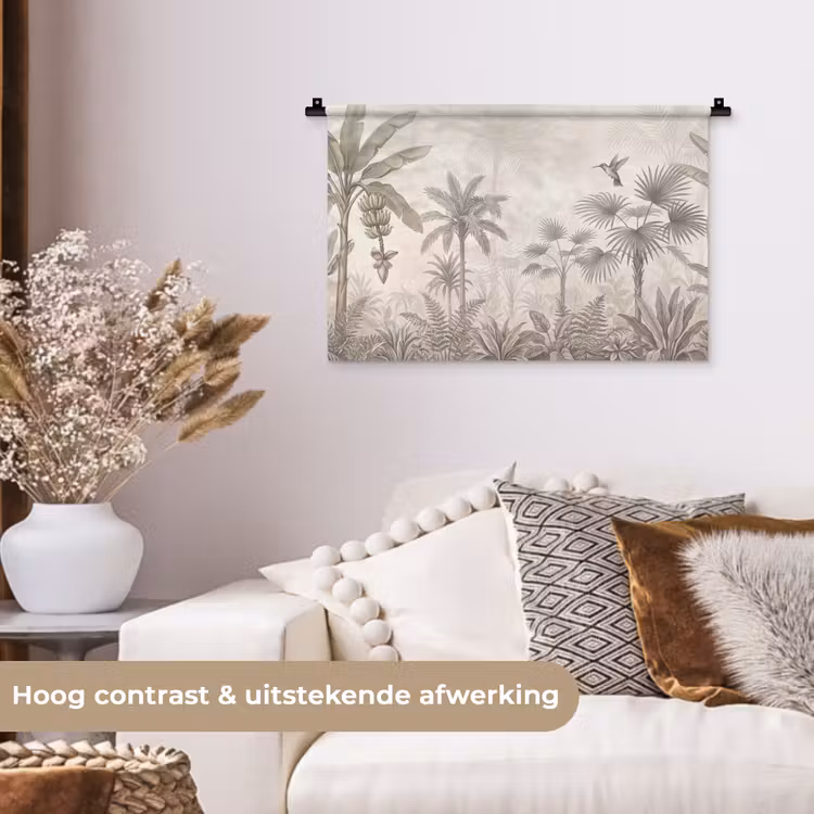 Jungle - Banenboom - Kolibrie - Beige Wandkleed katoen klein -sfeer1
