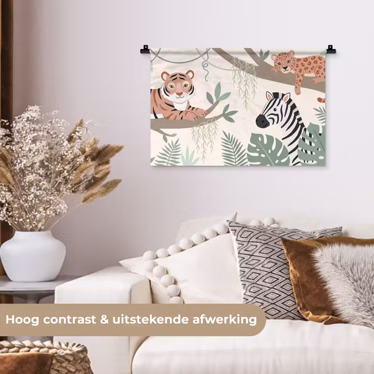 Jungle - Rustiek - Pastel Wandkleed katoen klein -sfeer1