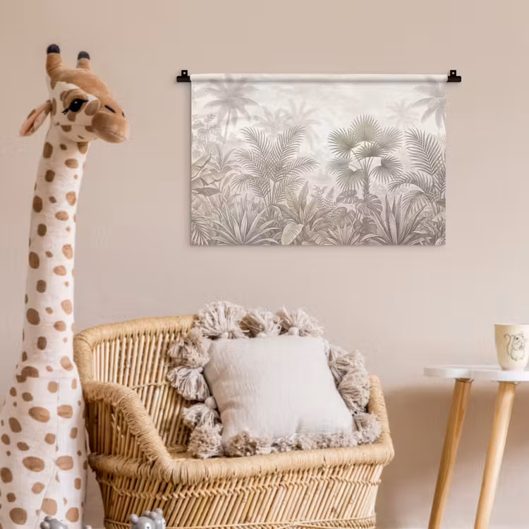 Jungle - Tropisch - Natuur -Vintage - Beige Wandkleed katoen klein -wsfeer5_kind