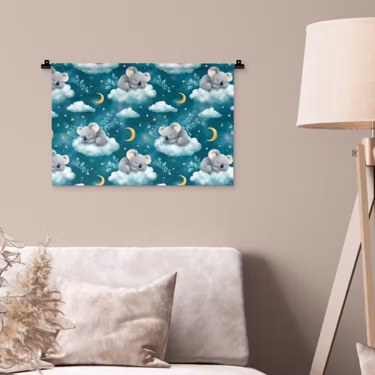 Koala's - Betoverend - Blauw Wandkleed katoen klein 269 -sfeer4