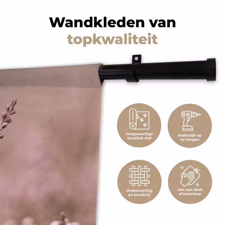 Lavendel - Vlinder - Paars Wandkleed katoen klein -sfeer2