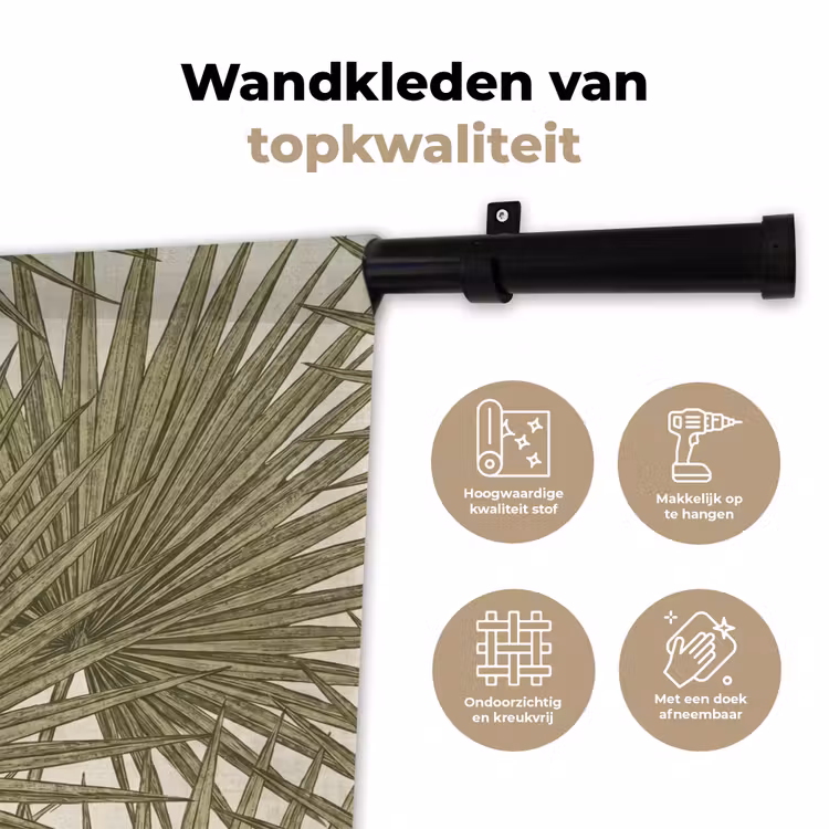 Blad - Tropisch - Patroon - Natuur - Groen Wandkleed katoen klein -sfeer2