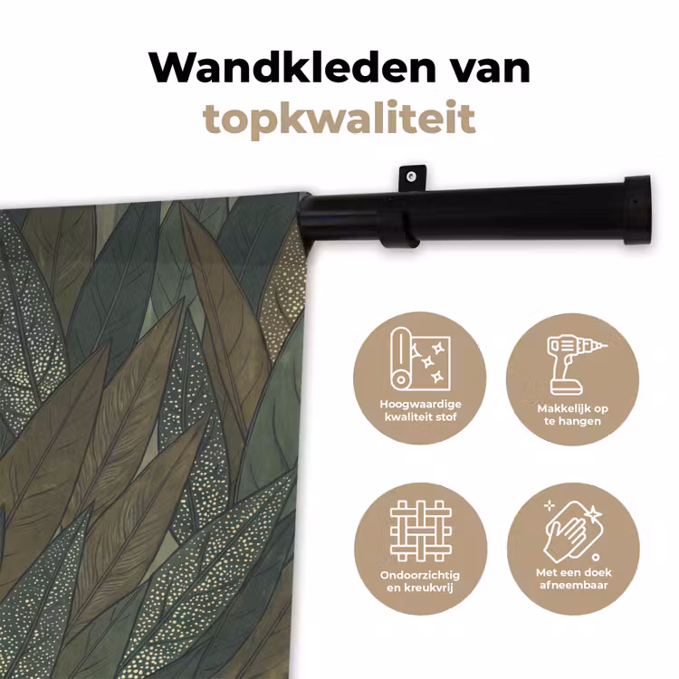 Bladeren - Patroon - Gestippeld - Natuur - Groen Wandkleed katoen klein -sfeer2