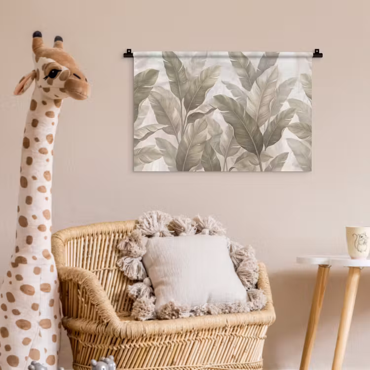 Bladeren - Tropisch - Natuur - Abstract - Beige Wandkleed katoen klein -wsfeer5_kind