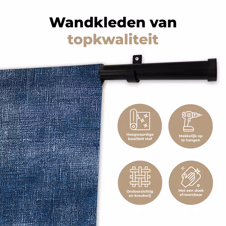Linnen - Textuur - Patroon - Denim - Rustiek Wandkleed katoen klein 269 -sfeer2