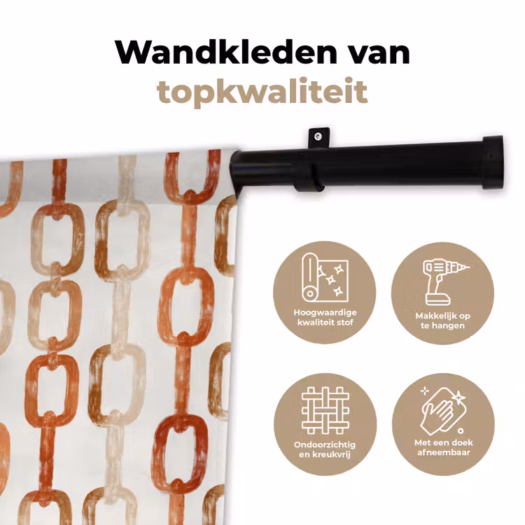 Schakels - Patroon - Aquarel - Terracotta Wandkleed katoen klein 269 -sfeer2