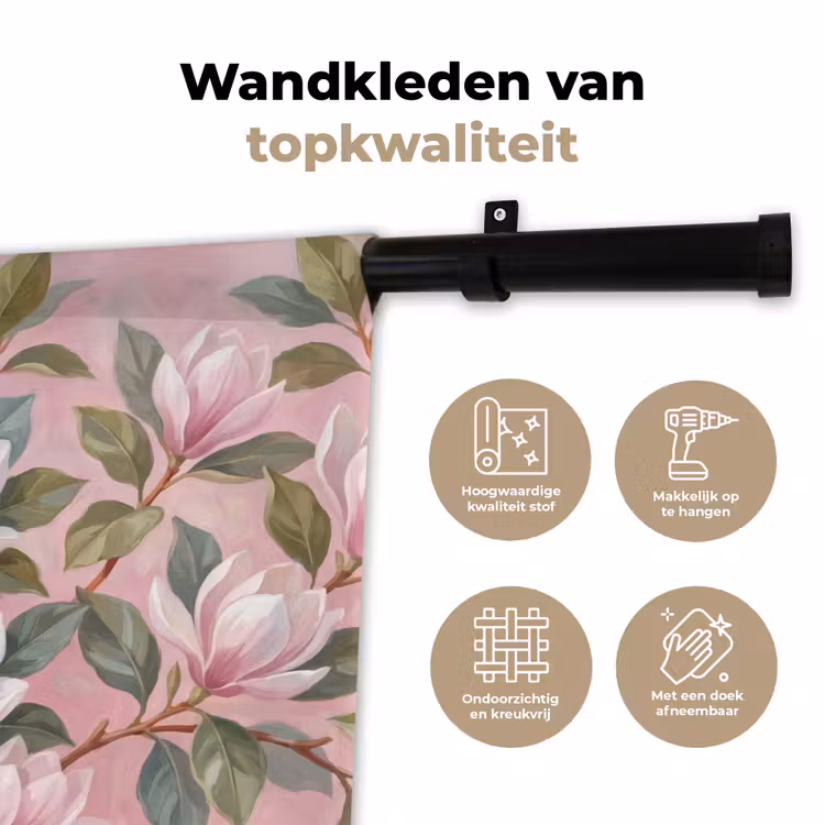 Magnolia's - Patroon - Roze Wandkleed katoen klein -sfeer2
