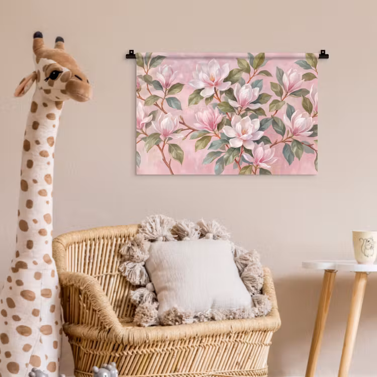 Magnolia's - Patroon - Roze Wandkleed katoen klein -wsfeer5_kind