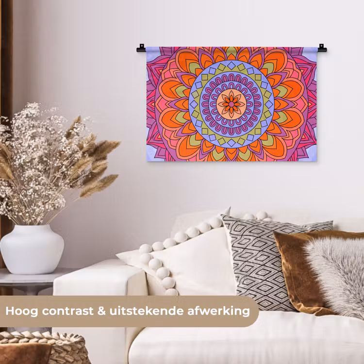 Mandala - Cirkel - Abstract - Kleurrijk - Patroon Wandkleed katoen klein -sfeer1