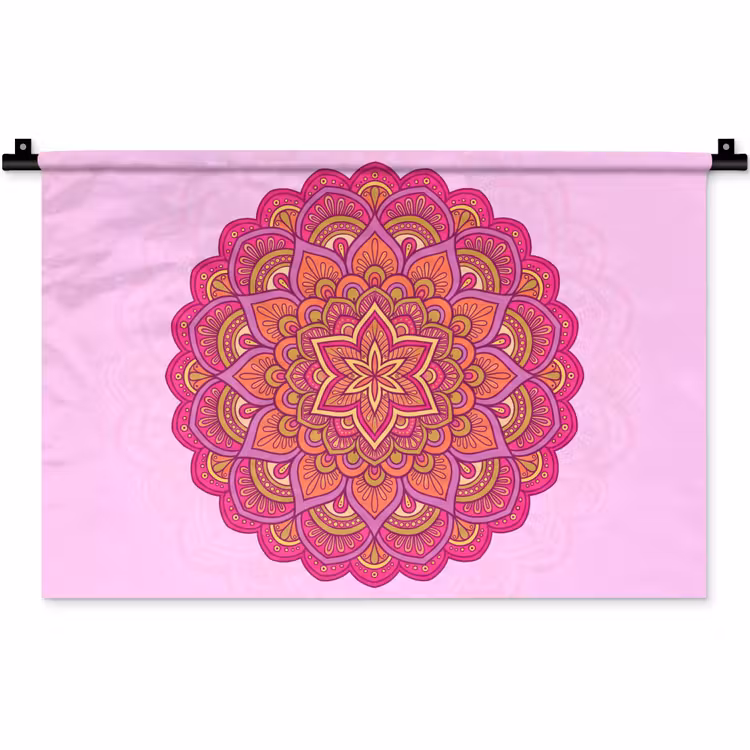 Mandala - Cirkel - Spiritueel - Oosters - Roze Wandkleed katoen klein -zz3d