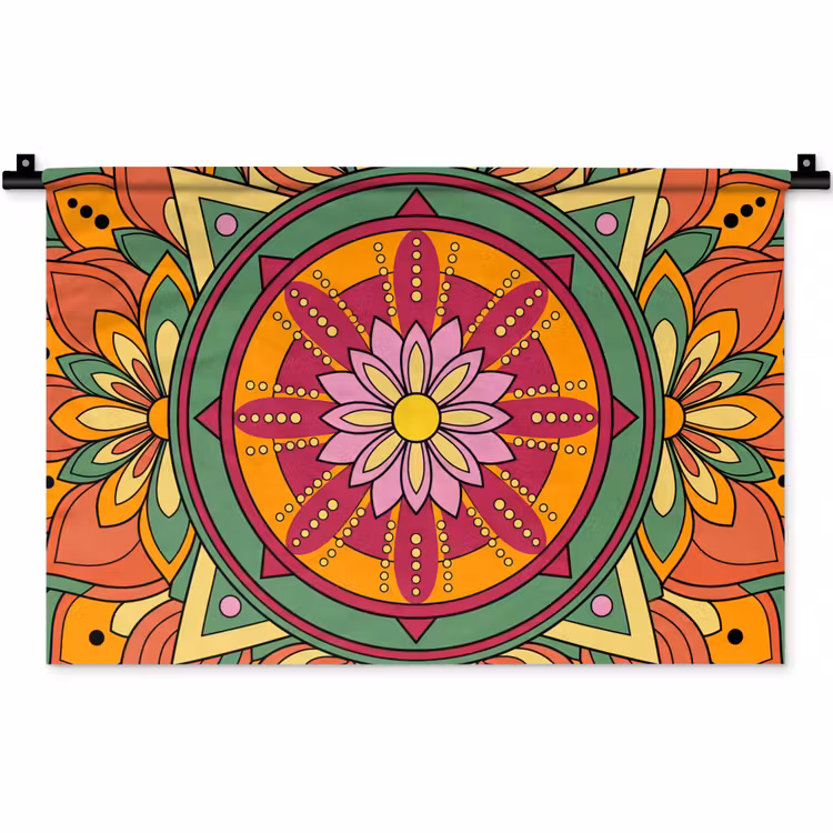 Mandala - Bloemen - Abstract - Kleurrijk Wandkleed katoen klein -zz3d