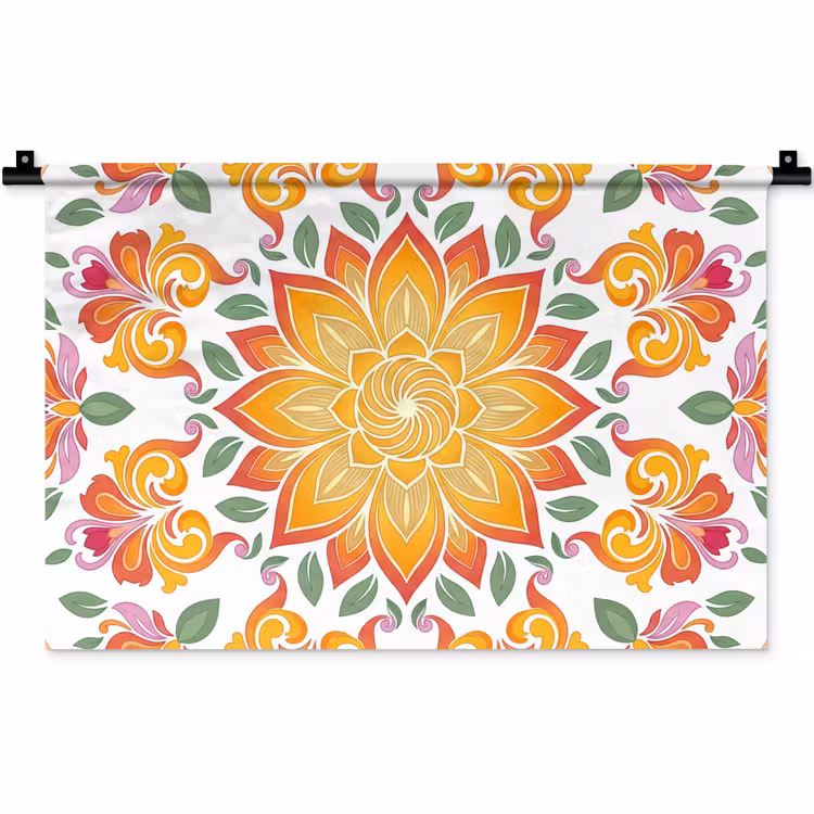 Mandala - Bloemen - Decoratie - Kleurrijk - Abstract Wandkleed katoen klein -zz3d