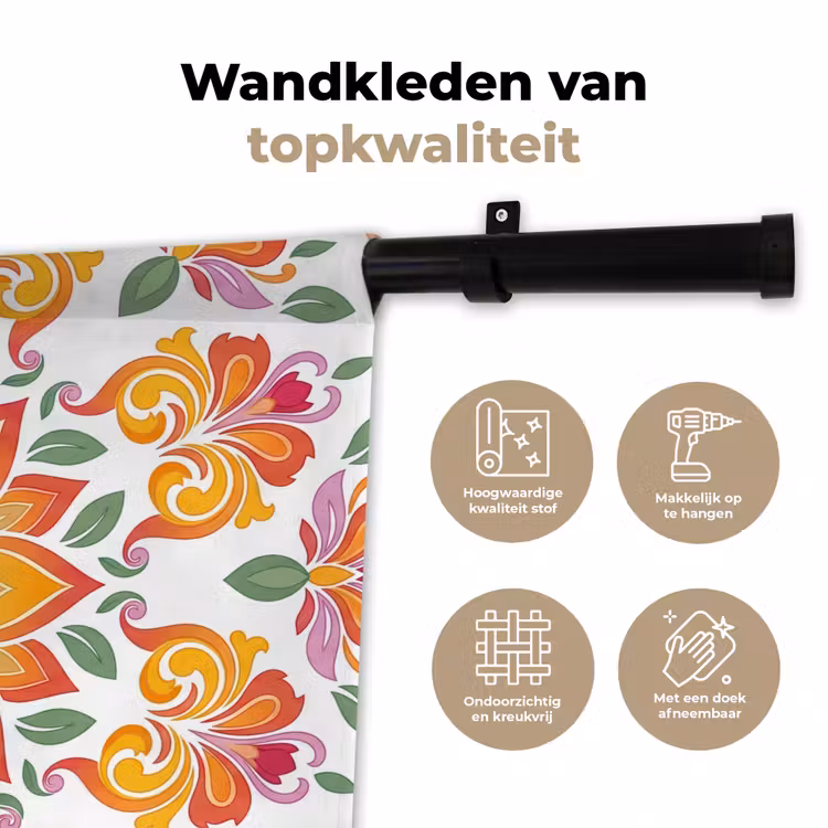 Mandala - Bloemen - Decoratie - Kleurrijk - Abstract Wandkleed katoen klein -sfeer2