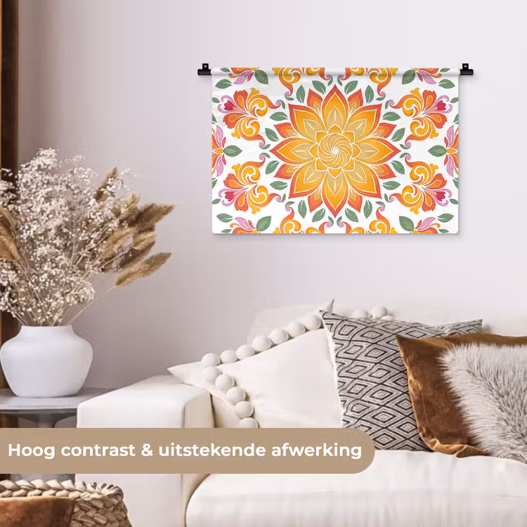 Mandala - Bloemen - Decoratie - Kleurrijk - Abstract Wandkleed katoen klein -sfeer1