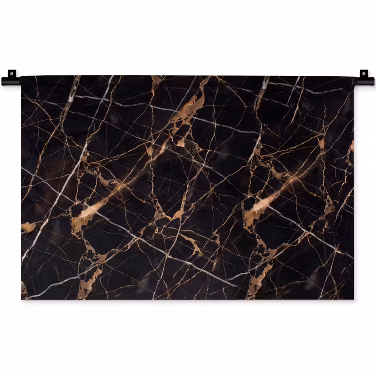 Marmer - Goud - Abstract - Zwart Wandkleed katoen klein -zz3d