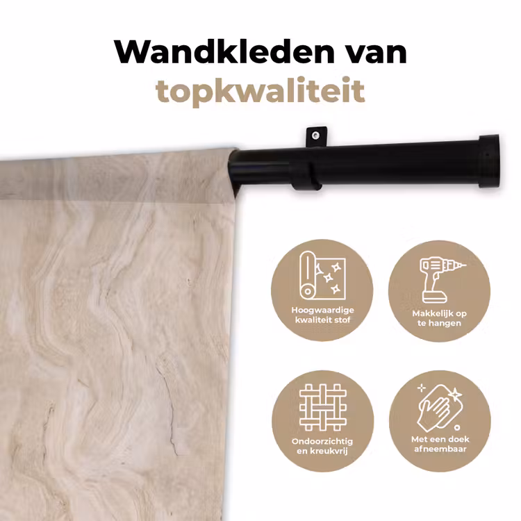 Marmer - Patroon - Beige - Steen - Abstract Wandkleed katoen klein -sfeer2