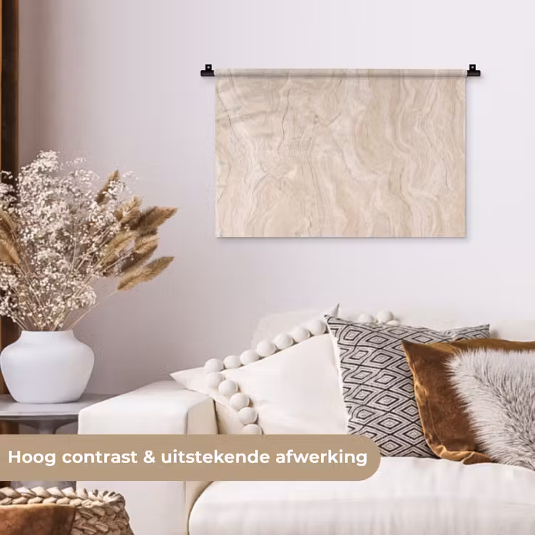 Marmer - Patroon - Beige - Steen - Abstract Wandkleed katoen klein -sfeer1