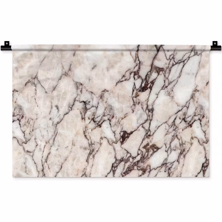 Marmer - Textuur - Abstract - Wit - Bruin Wandkleed katoen klein -zz3d