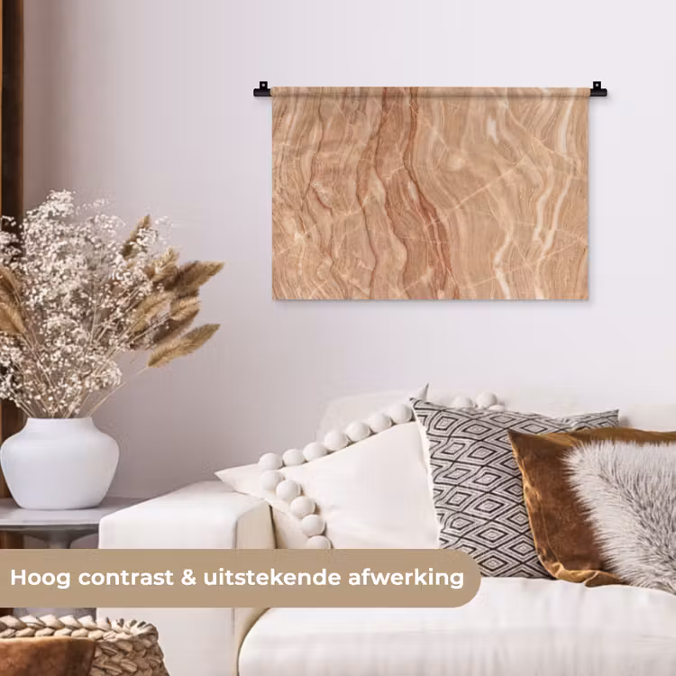 Marmer - Ader - Natuur - Abstract - Beige Wandkleed katoen klein -sfeer1