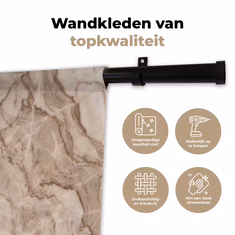 Marmer - Aderen - Textuur - Beige - Modern Wandkleed katoen klein -sfeer2