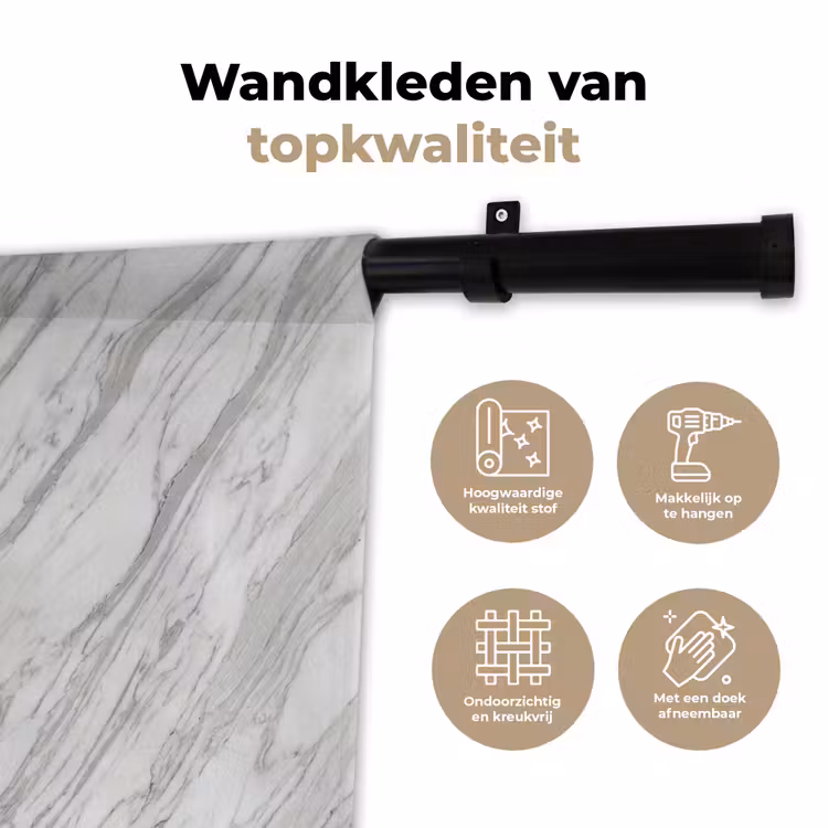 Marmer - Wit - Grijs - Structuur - Modern Wandkleed katoen klein -sfeer2