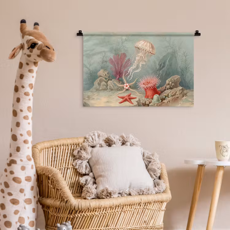 Zeeleven - Kwal - Onderwater - Illustratie - Beige Wandkleed katoen klein -wsfeer5_kind