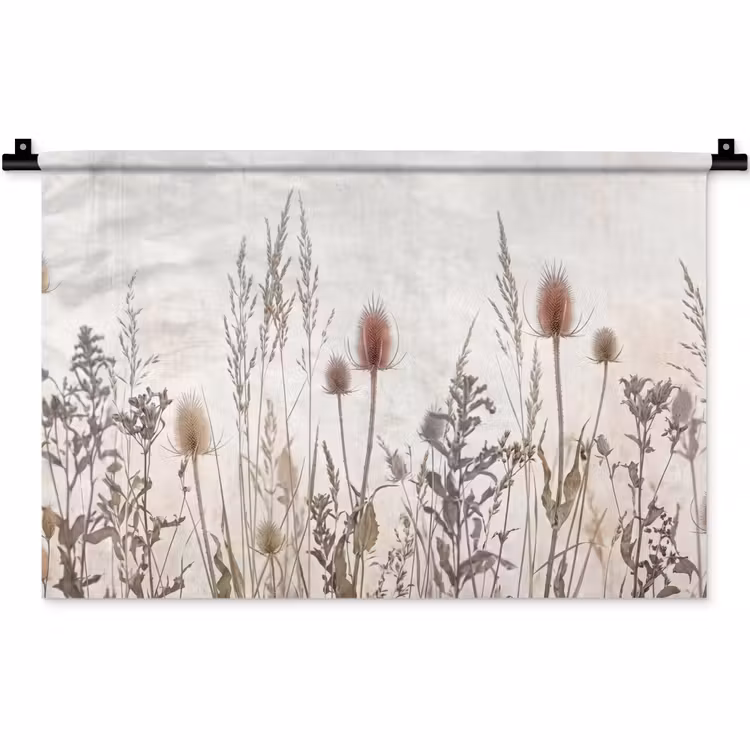 Weidebloemen - Design - Sepia Wandkleed katoen klein -zz3d