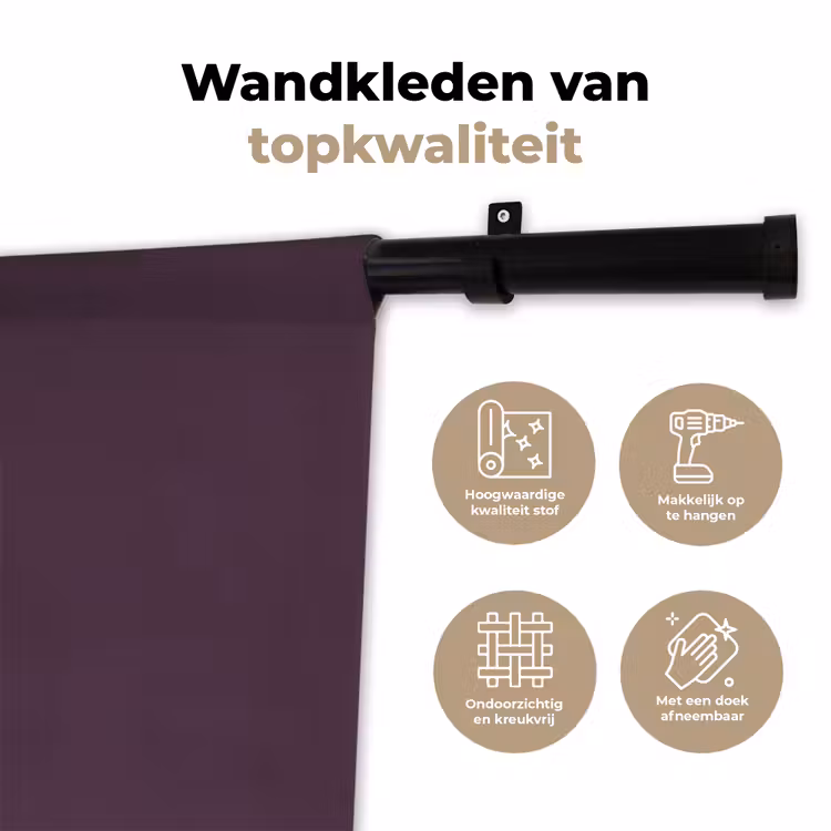 Midnight - Plum - Paars Wandkleed katoen klein 269 -sfeer2