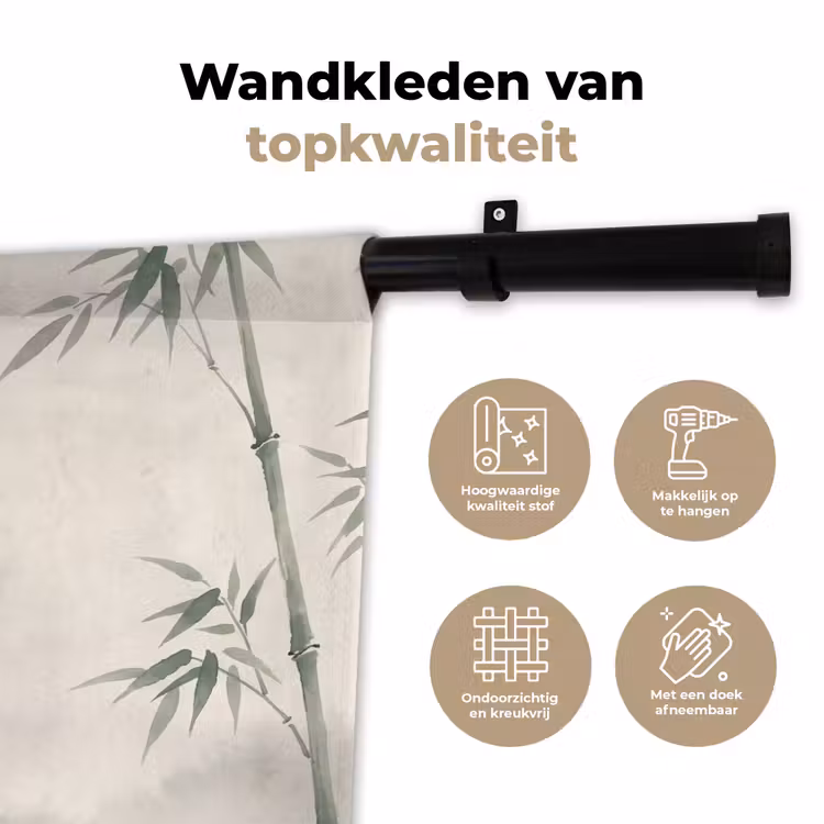 Minimalistisch - Bamboe - Groen Wandkleed katoen klein -sfeer2