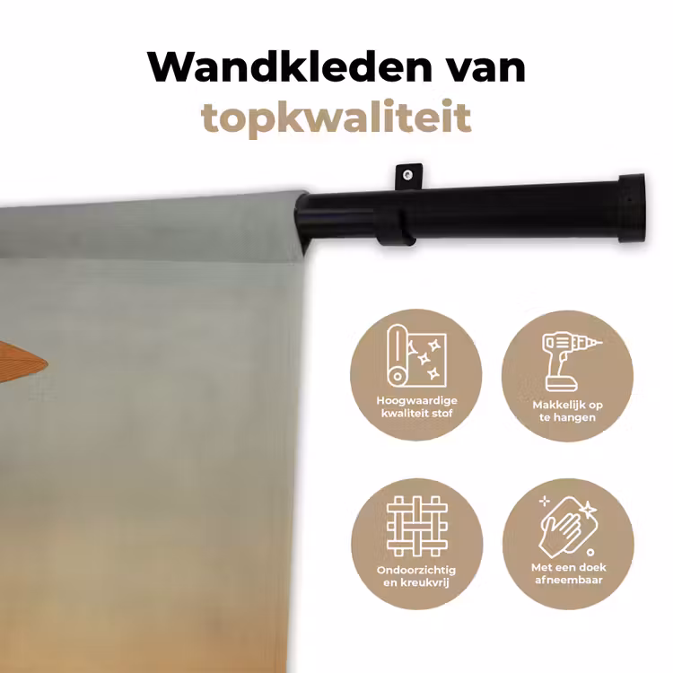 Minimalistisch - Silhouet - Oranje Wandkleed katoen klein -sfeer2